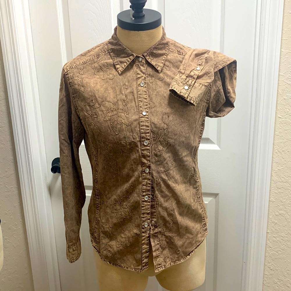 western button down Vintage top 100% cotton women’s size medium western/ boho